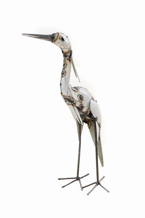 ZIMBA ARTS METAL LARGE PLAIN WHITE HERON