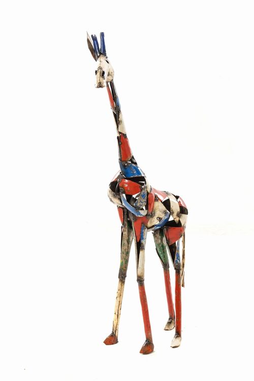 METAL COLORFUL GIRAFFE WITH HOLES 90CM