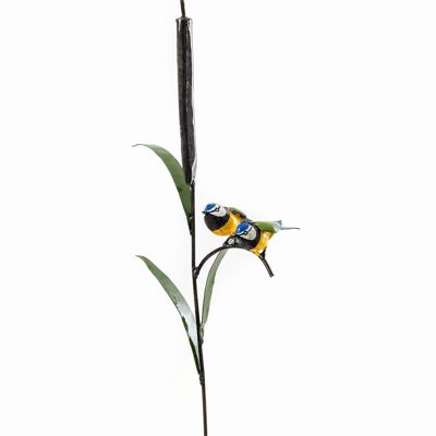 ZIMBA ARTS METAL COUPLE BLUE TIT ON CATTAIL