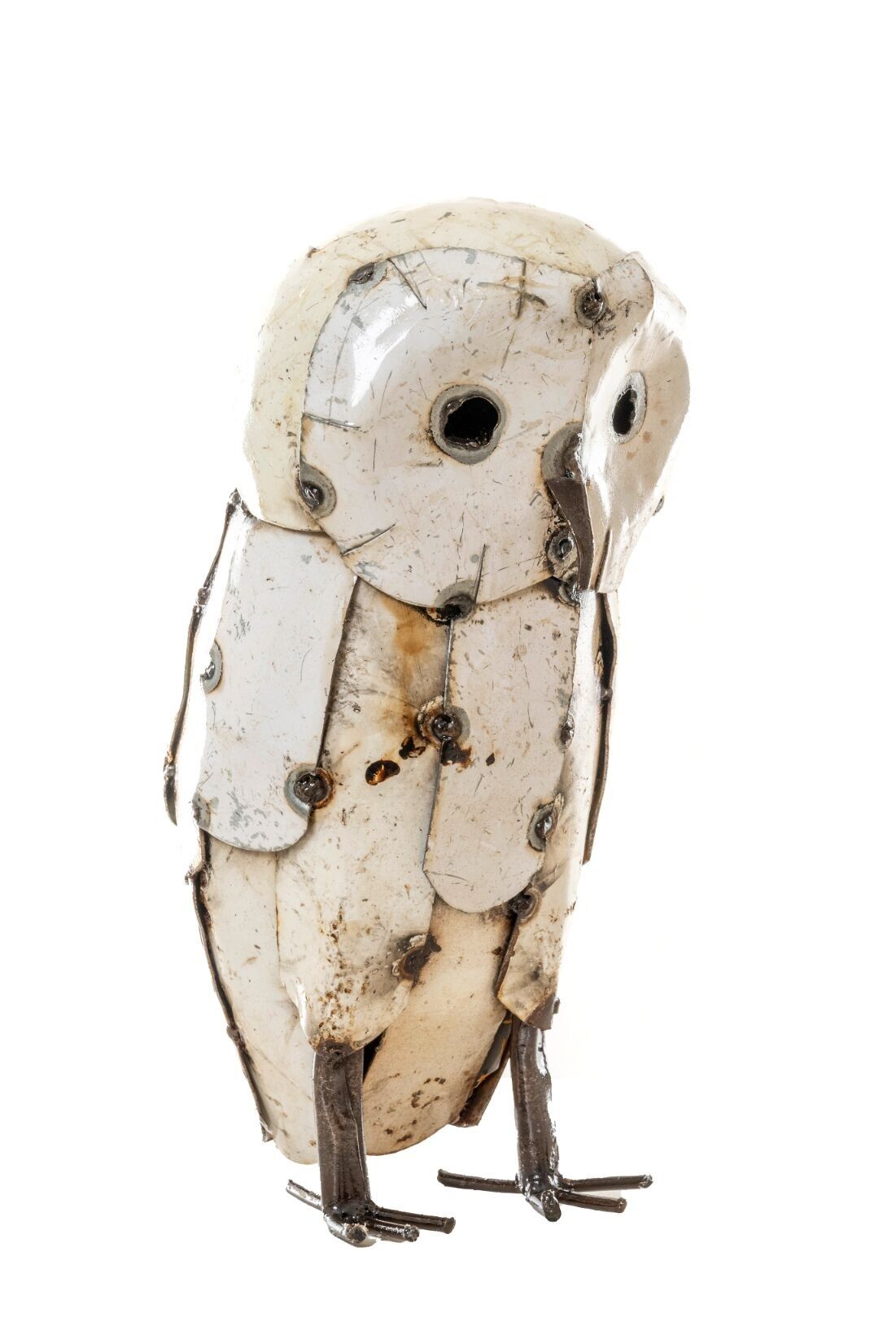 GUFO BIANCO PIUMATO MEDIO IN METALLO