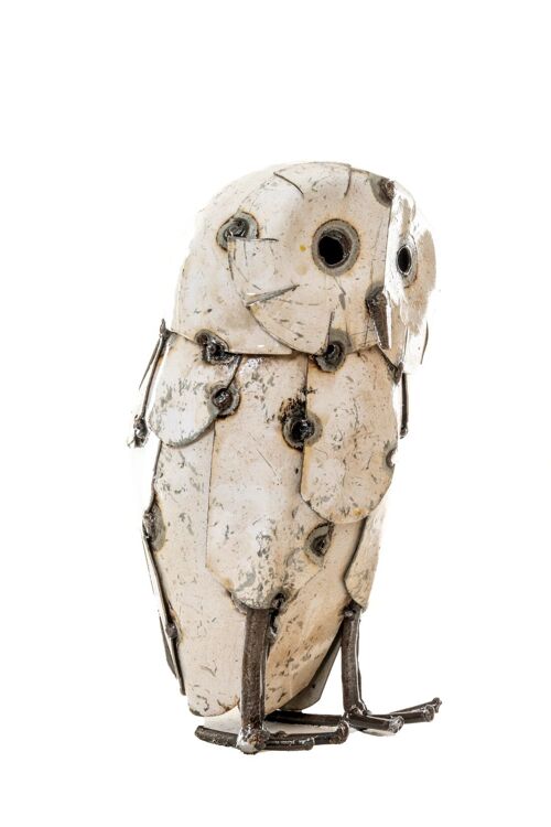 METAL LARGE FEATHERED WHITE OWL