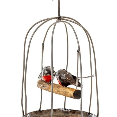 CAGE À SUSPENDRE COUPLE ROBIN EN MÉTAL