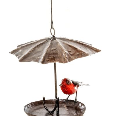 Mangeoire à oiseaux à ombrello sospeso in metallo Robin