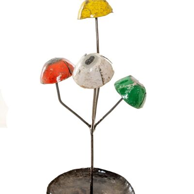 ZIMBA ARTS 4 IN 1 METAL COLORFUL MUSHROOM BIRBFEEDER