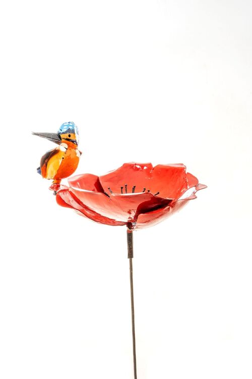 METAL LARGE RED KING FISHER POPPY FLOWER