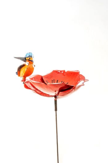 ZIMBA ARTS MÉTAL GRANDE FLEUR DE COQUELICOT ROUGE KING FISHER