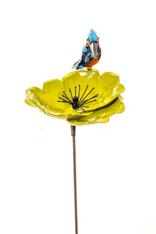 METAL GREEN KINGFISHER POPPY FLOWER