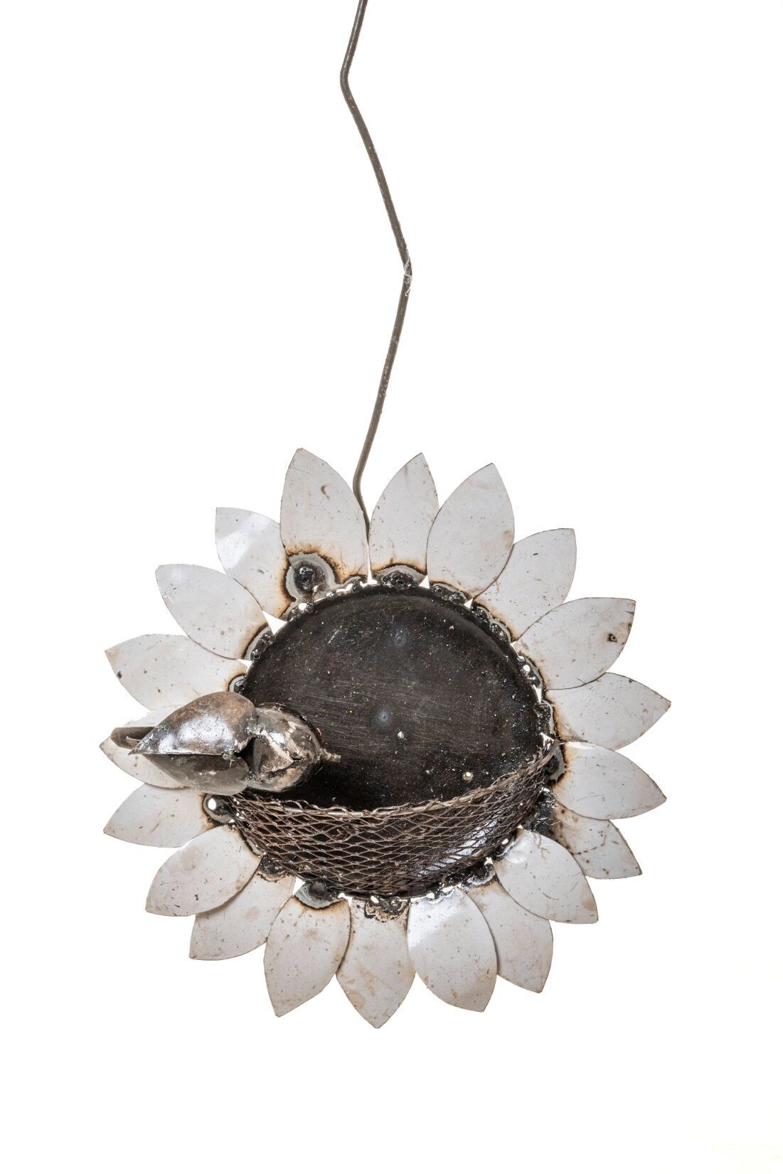 PETTIROSSO IN METALLO GIRASOLE NATURALE-BIANCO