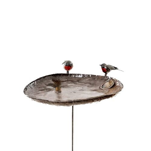 METAL XL COUPLE ROBIN BOWL BIRDFEEDER ON STICK