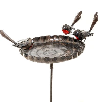 GRANDE FELICE ROBIN BIRDFEEDER IN METALLO FAMIGLIA DI 3 SU BASTONE