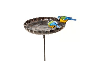 ZIMBA-ARTS MÉTAL NOUVEAU GRANDE MANGOIRE À OISEAUX BLEU FAM DE 2 SUR BÂTON