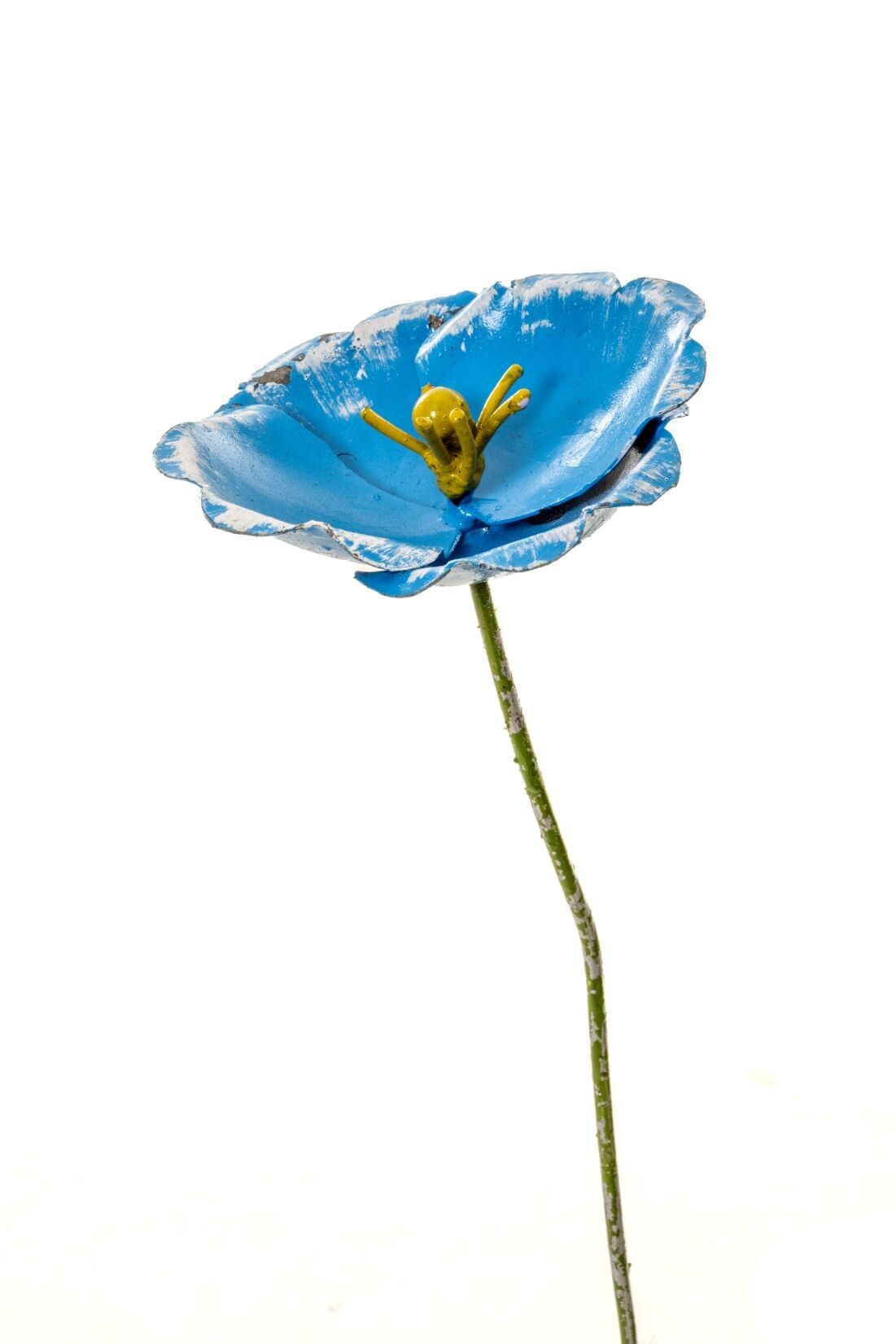 ZIMBA ARTS FIORE DI PAPAVERO BLU IN METALLO SU BASTONE