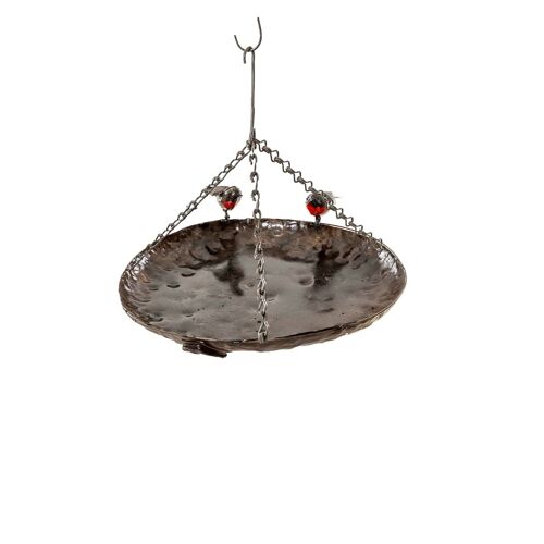 ZIMBA ARTS METAL XL COUPLE ROBIN HANGING BOWL BIRDFEEDER