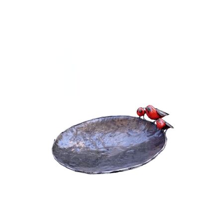 Zimba-Arts großer Schwimmnapf aus Metall, Rotkehlchen, Futterspender für Haustiere
