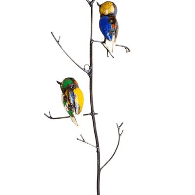 Zimba-Arts METAL COLORFUL COUPLE OWL ON TREE BRANCHES