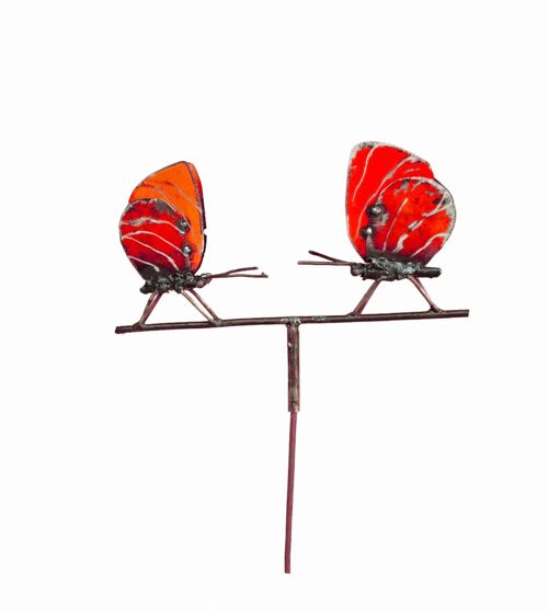 METAL COUPLE RED BUTTERFLY ON STICK