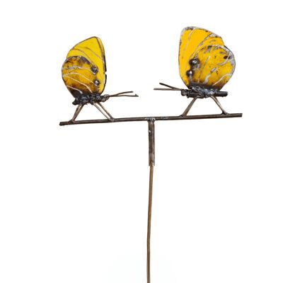 METAL COUPLE YELLOW BUTTERFLY ON STICK