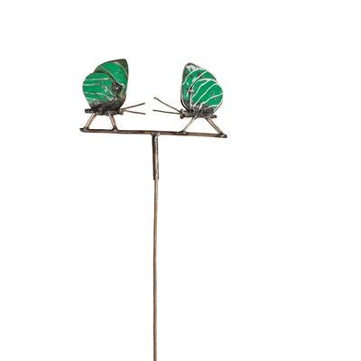 METAL COUPLE GREEN BUTTERFLY ON STICK