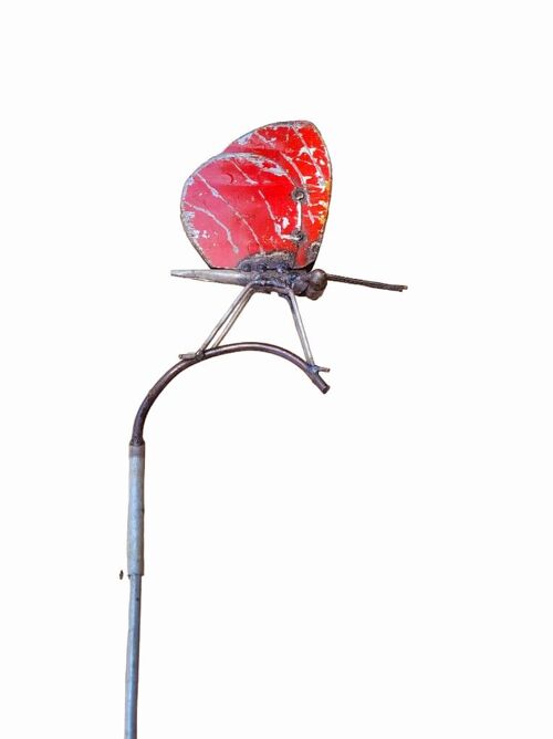 METAL RED BUTTERFLY ON STICK