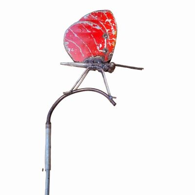 METAL RED BUTTERFLY ON STICK