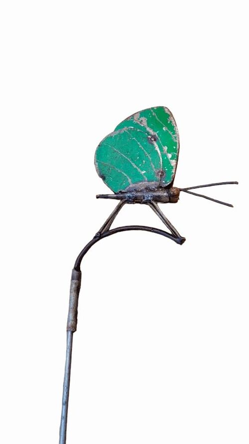 METAL GREEN BUTTERFLY ON STICK