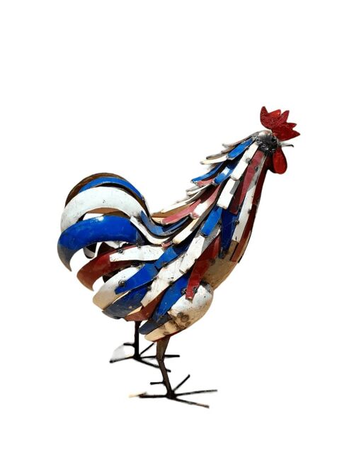 METAL EXTRA LARGE BLUE AND RED COLORFUL ROOSTER