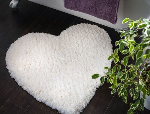 Deep Pile Heart Shaped Rug - Non-Slip, Super Soft Bath Mat