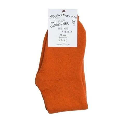 Chaussettes Mi-Bas en Laine des Pyrénées Mandarine