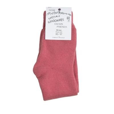 Calcetines hasta la rodilla de lana Pirineos rosa salvaje