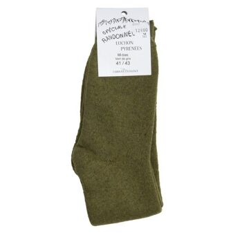 Chaussettes Mi-Bas en Laine des Pyrénées Vert de Gris 1