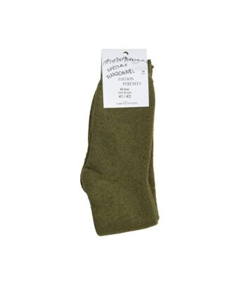 Chaussettes Mi-Bas en Laine des Pyrénées Vert de Gris 3