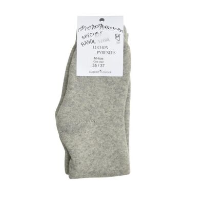 Calzini al ginocchio in lana dei Pirenei grigio chiaro