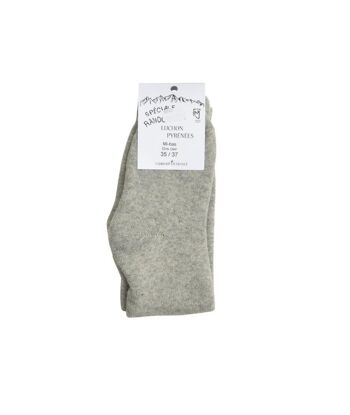 Chaussettes Mi-Bas en Laine des Pyrénées Gris Clair 3