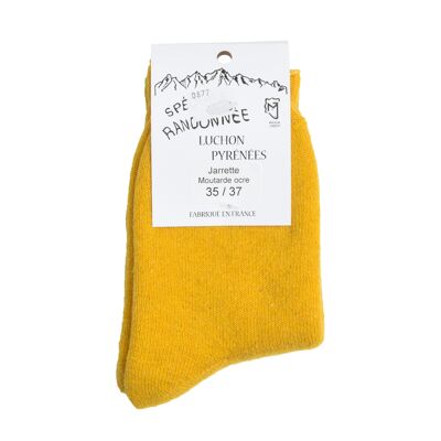 Senffarbene Jarrettes-Socken aus Pyrenäenwolle