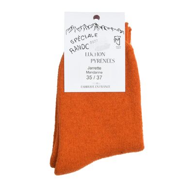 Chaussettes Jarrettes en Laine des Pyrénées Mandarine