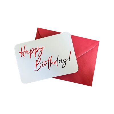 Geburtstagskarte – rote Folie mit Umschlag