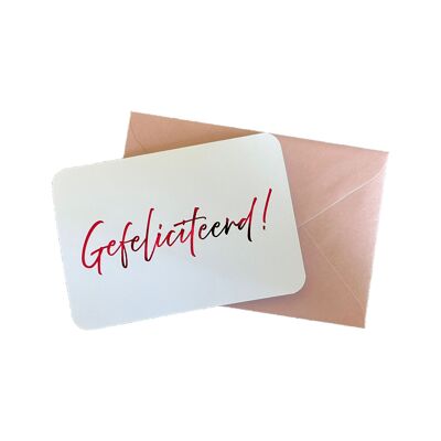Birthday / Congratulations card - Dutch with pink foil