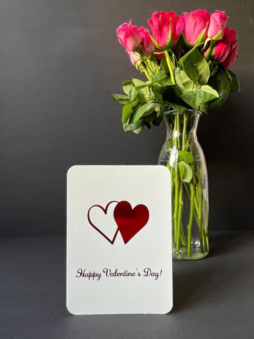 Valentine's Day card - hearts with text red foil