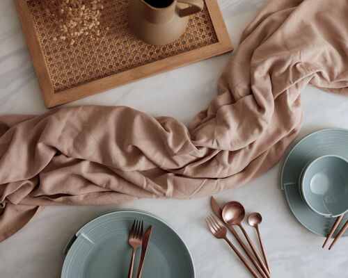 Brooklyn Washed Linen Salmon Tablecloth