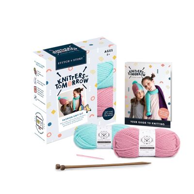 Knitters of Tomorrow - Children's Knitting Kit - Frosty Mint Sweet Pink