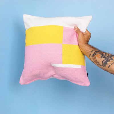 Jamakhan Stripe Pink Handwoven Cushion