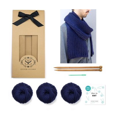 Vale Scarf Knitting Kit - Silent Night - With long 12mm needles