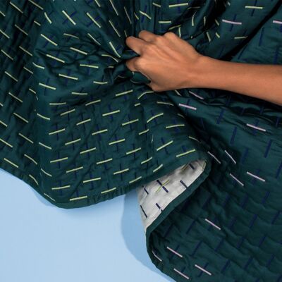 Modern Kantha Single Teal Blanket