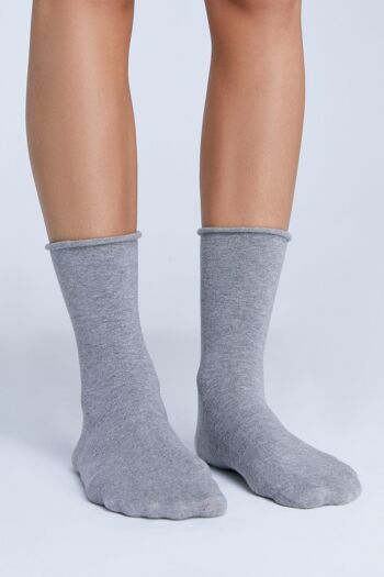 9502 | Chaussettes à bords roulés - gris chiné (pack de 6) 4