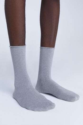 9502 | Chaussettes à bords roulés - gris chiné (pack de 6) 5