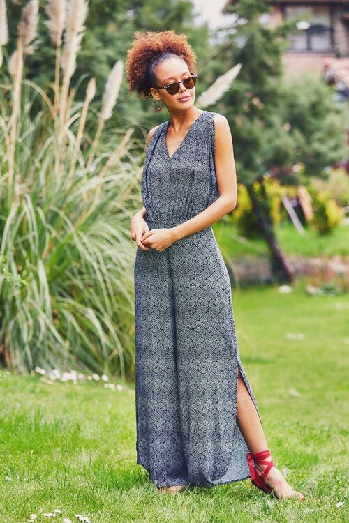 Printed Boho Jumpsuit Black