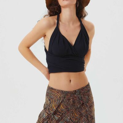 Open Back Bohemian Crop Top Black