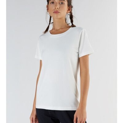 T1100-02 | Camisa de manga corta para mujer TENCEL™ Active - Blanco