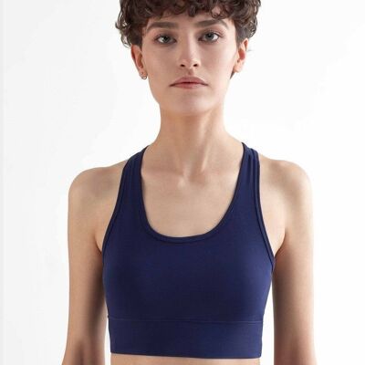 T1200-03 | Sujetador deportivo reciclado para mujer - Azul marino