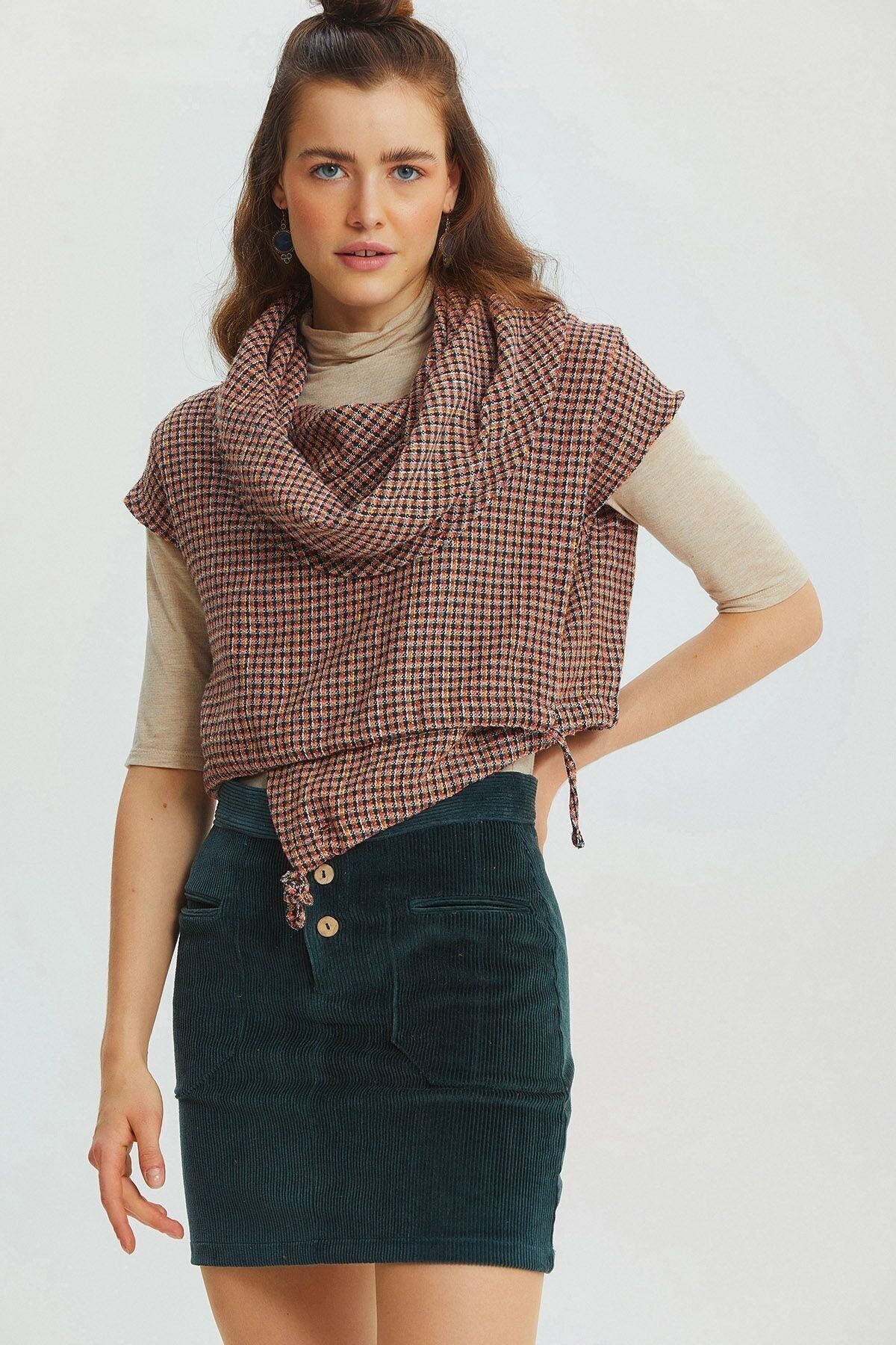 Top Court Imprimé Automne Rose - Noir